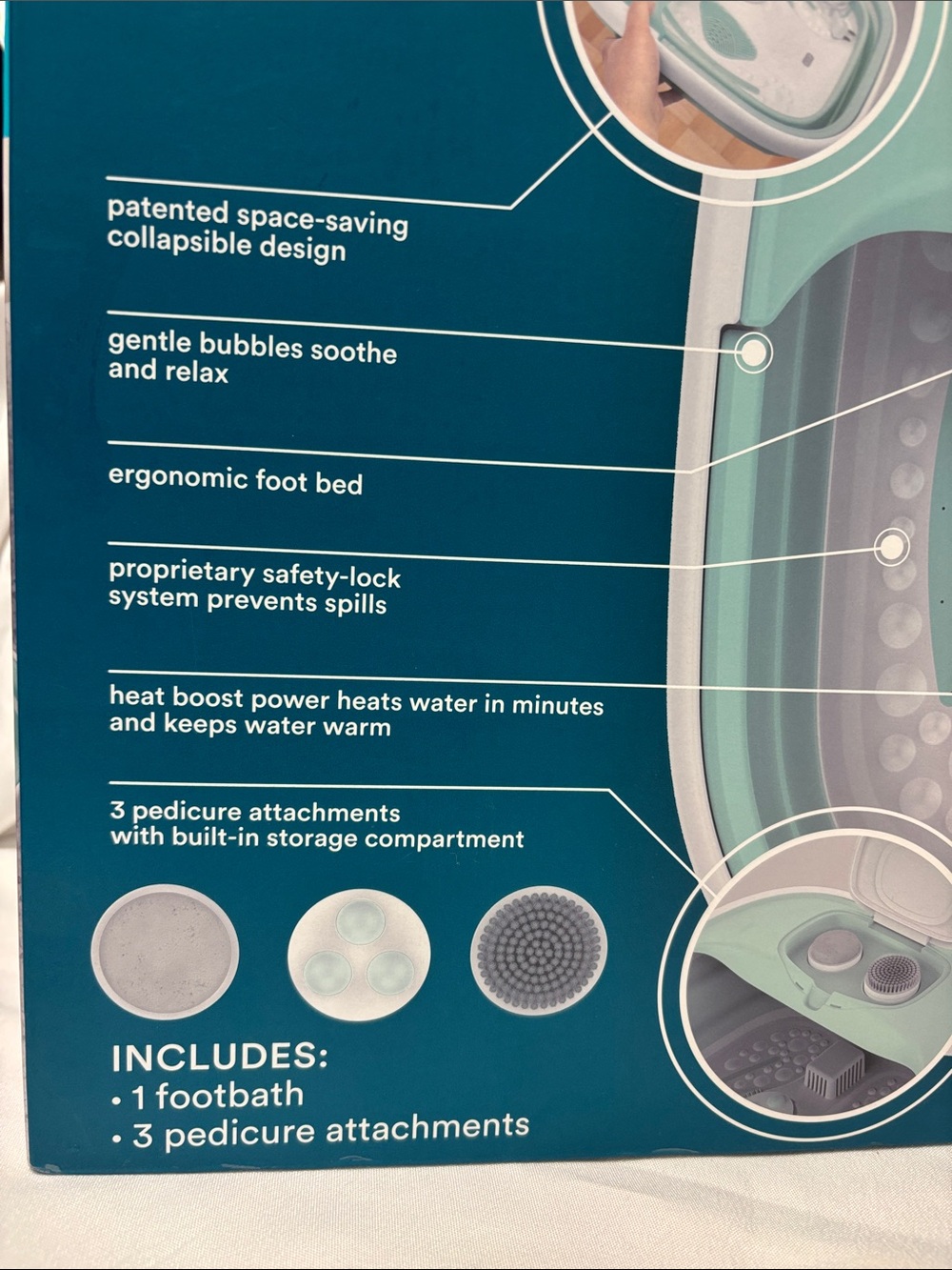 Homedics Elite Footbath in Mint Green and White - Picture 2 of 4